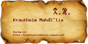 Krautheim Mahália névjegykártya